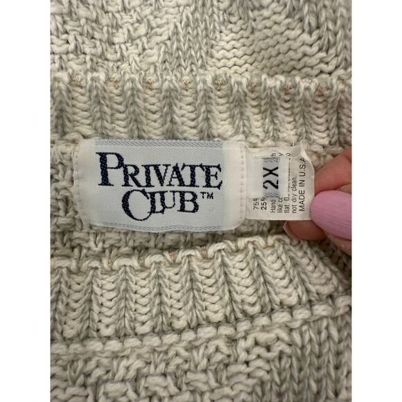Private Club Vintage Long Sleeve Oversized Pullover Sweater Geometric Cream 2x - Picture 5 of 8